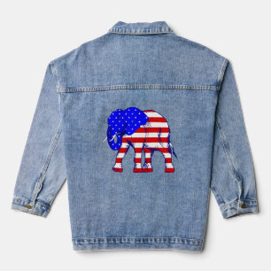 republican elephant american flag patriotic denim jacket