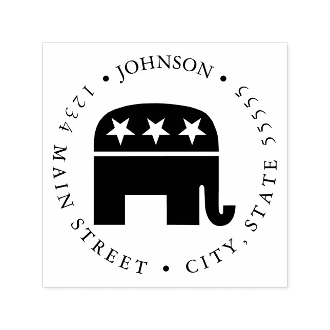 Republican Elephant American Flag Return Label Self-inking Stamp (Design)