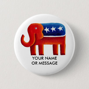 Republican Elephant Custom Name Or Message 2 Inch Round Button