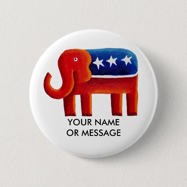 Republican Elephant Custom Name Or Message 2 Inch Round Button (Front)