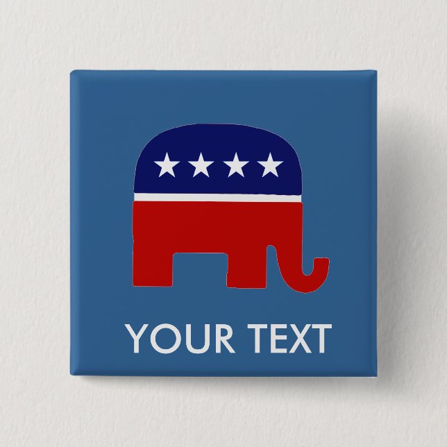 Republican Elephant / GOP Elephant 2 Inch Square Button (Front)