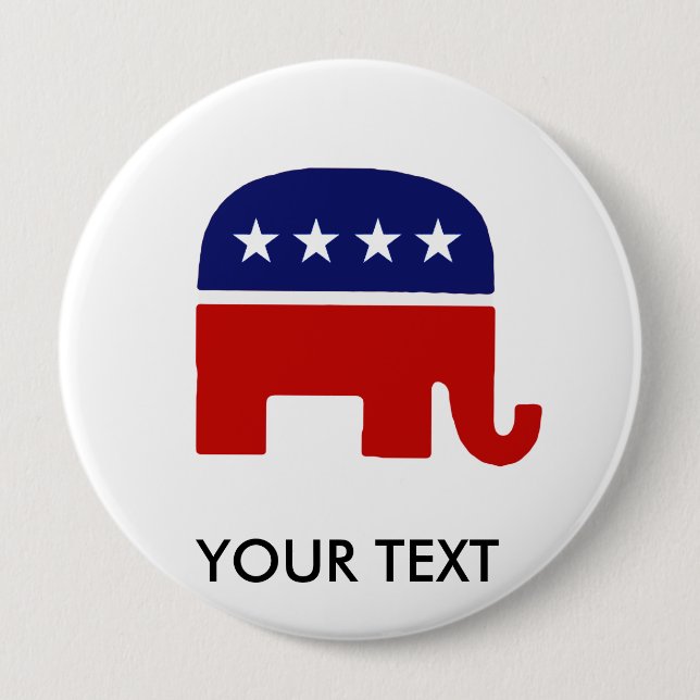 Republican Elephant / GOP Elephant 4 Inch Round Button (Front)