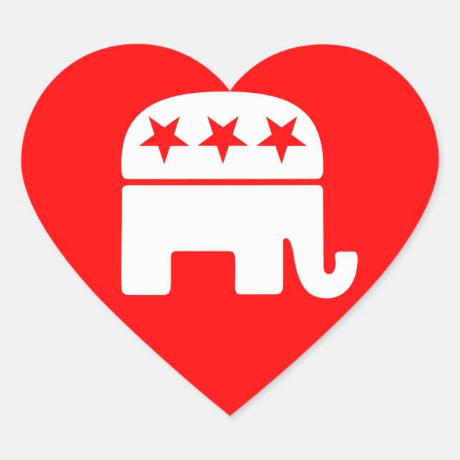 Republican Elephant Heart Sticker (Front)