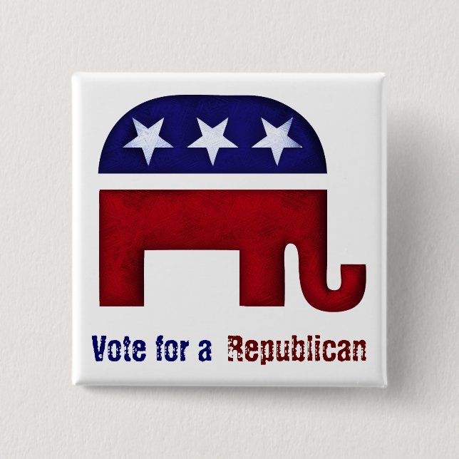 Republican elephant logo 2 inch square button (Front)