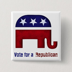 Republican elephant logo 2 inch square button