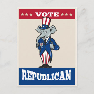 Republican Elephant Mascot Thumbs Up USA Flag Postcard