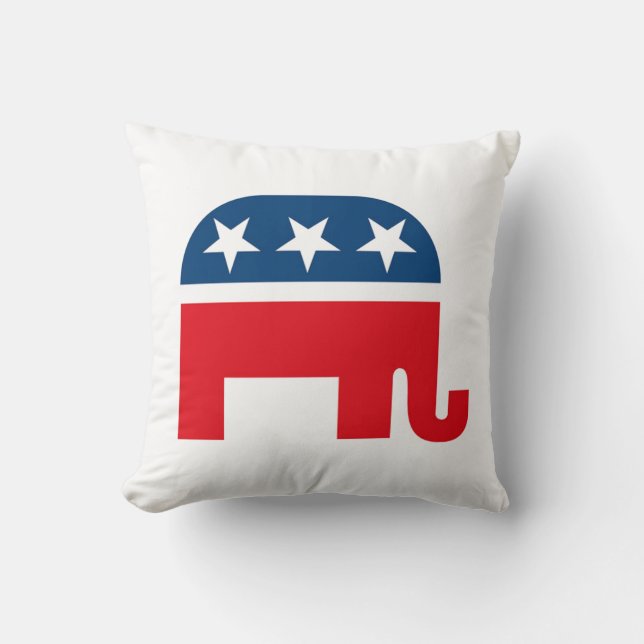 Republican Elephant Throw Pillow (Front)