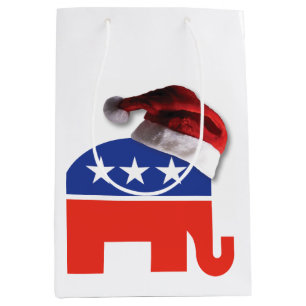 Republican Elephant Wearing a Santa Claus Hat Medium Gift Bag