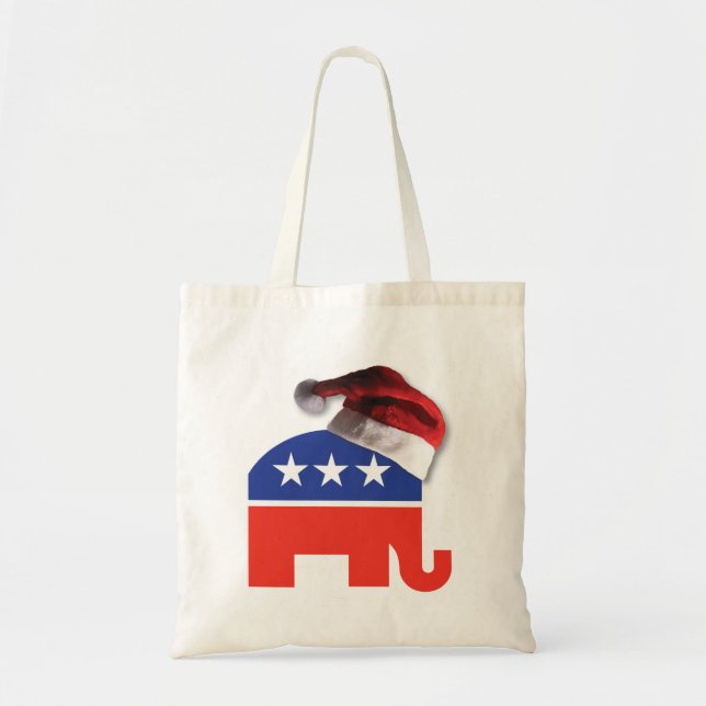 Republican Elephant Wearing a Santa Claus Hat Tote Bag (Front)