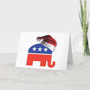 Republican Elephant wearing a Santa Claus Helmet Holiday Card