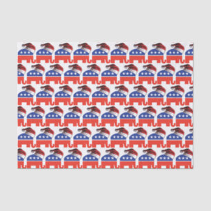 Republican Elephant Wearing Santa Claus Hat Tissue Paper
