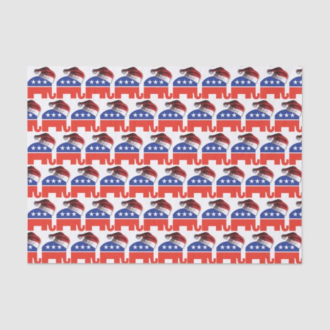Republican Elephant Wearing Santa Claus Hat Tissue Paper (Front)