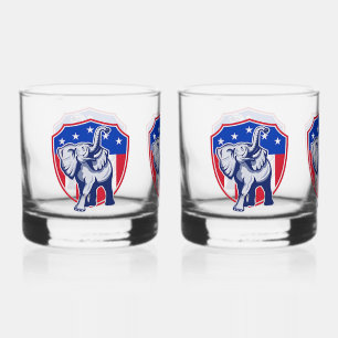 Republican Elephant Whiskey Glass