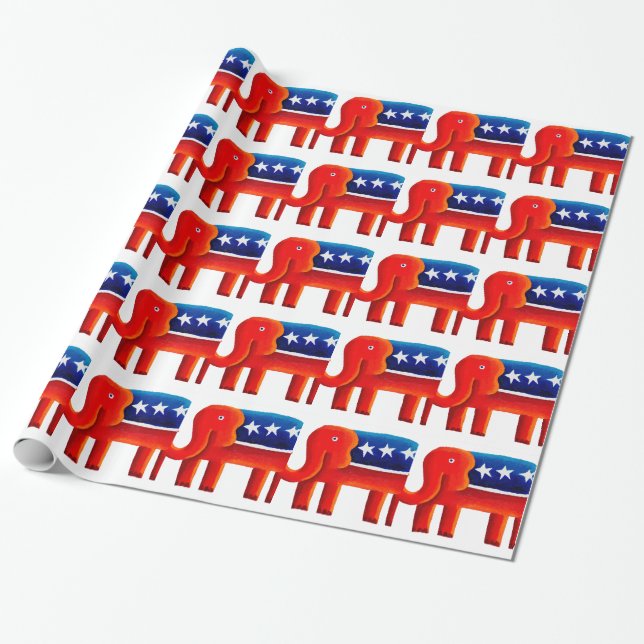 Republican Elephant Wrapping Paper (Unrolled)