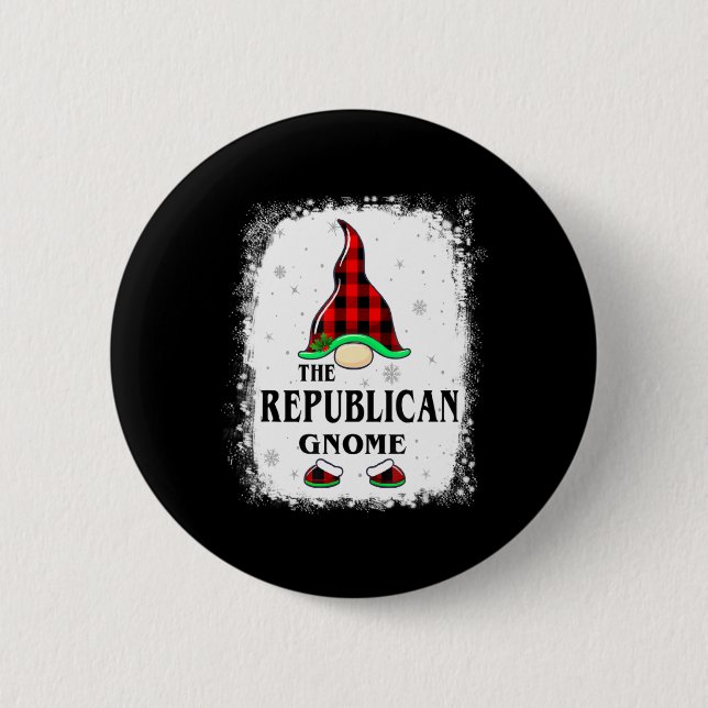 Republican Gnome Buffalo Plaid Matching Family Xma 2 Inch Round Button (Front)