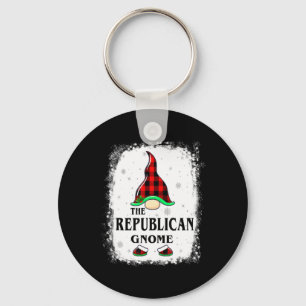 Republican Gnome Buffalo Plaid Matching Family Xma Keychain