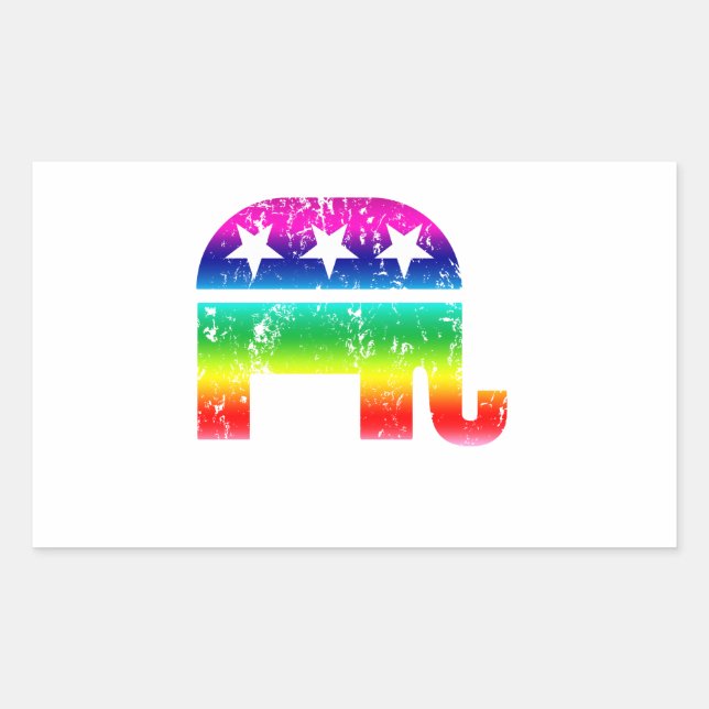 Republican Original Elephant Distressed Rainbow Sticker (Front)