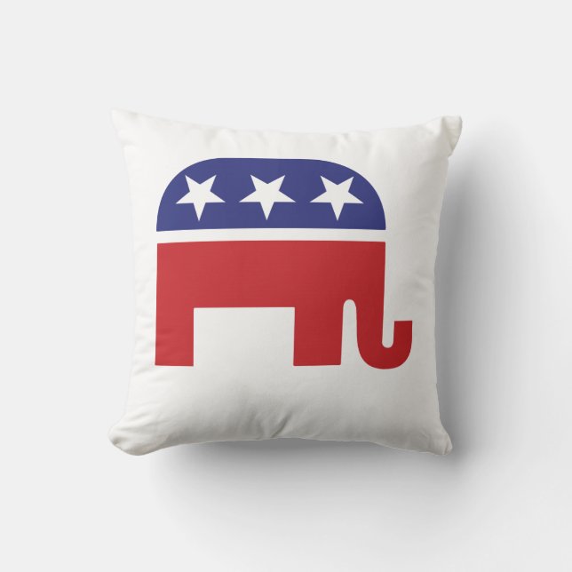 Republican Original Elephant Throw Pillow (Front)