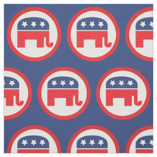 Republican Party Elephant Red, White & Blue Fabric