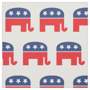 Republican Party Elephant Red, White & Blue Fabric