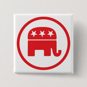 Republican Party Political Symbol (Elephant) 2 Inch Square Button