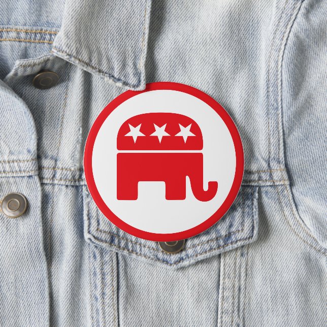 Republican Party Political Symbol (Elephant) 4 Inch Round Button (In Situ)