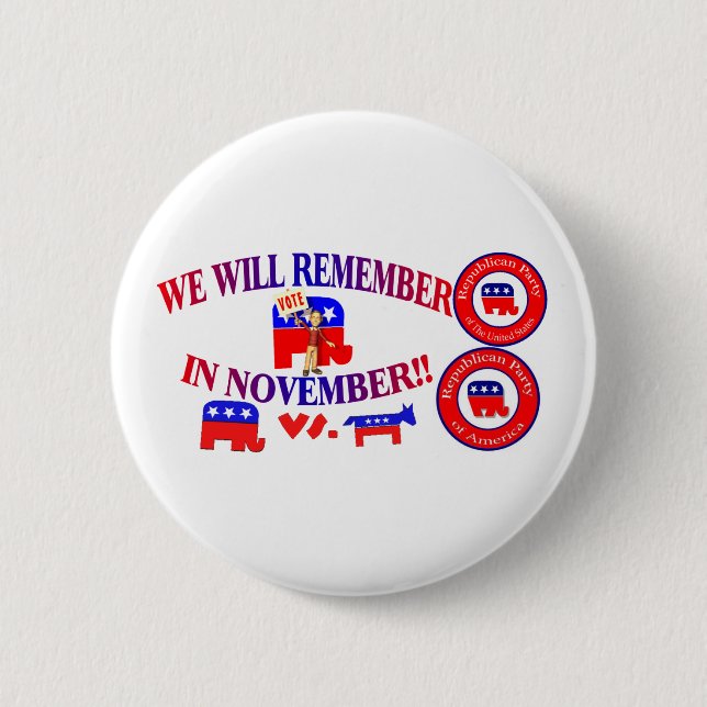 Republican Remember In November Anti ObamaCare 2 Inch Round Button (Front)
