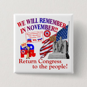 Republican Remember In November Anti ObamaCare 2 Inch Square Button