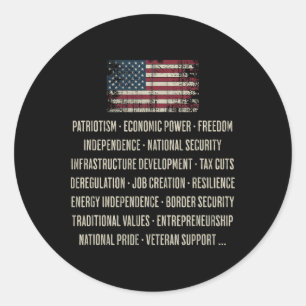 Republican Values Patriotism Freedom Independence Classic Round Sticker