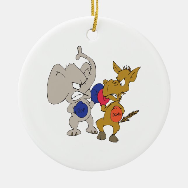 Republican Vs Democrat Ceramic Ornament (Front)