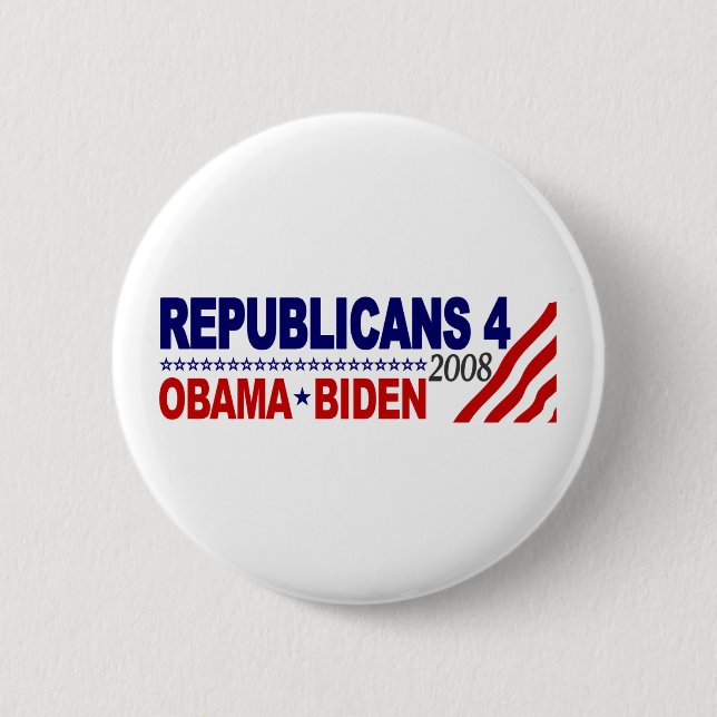 Republicans 4 Obama Biden 2 Inch Round Button (Front)