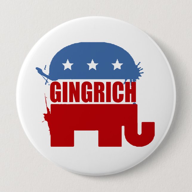 Republicans for Gingrich 4 Inch Round Button (Front)