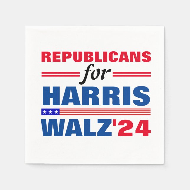 Republicans for Harris Walz Red Blue Napkin (Front)