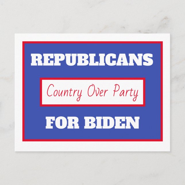 Republicans for Joe Biden, Country Over Party Postcard (Front)
