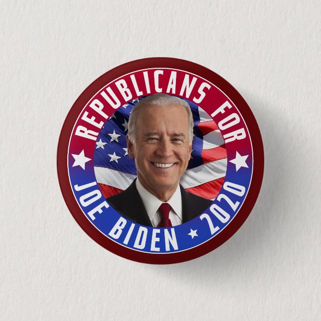 Republicans for Joe Biden US President Photo 2020 1 Inch Round Button (Front)