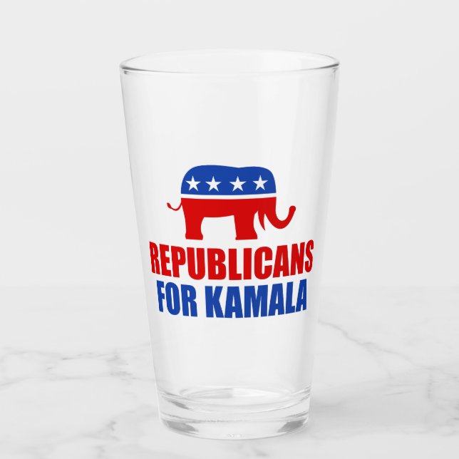 Republicans for Kamala Harris Elephant Glass (Front)