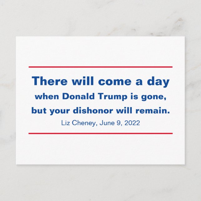 Republicans Your Dishonour Will Remain Cheney Quot Postcard (Front)