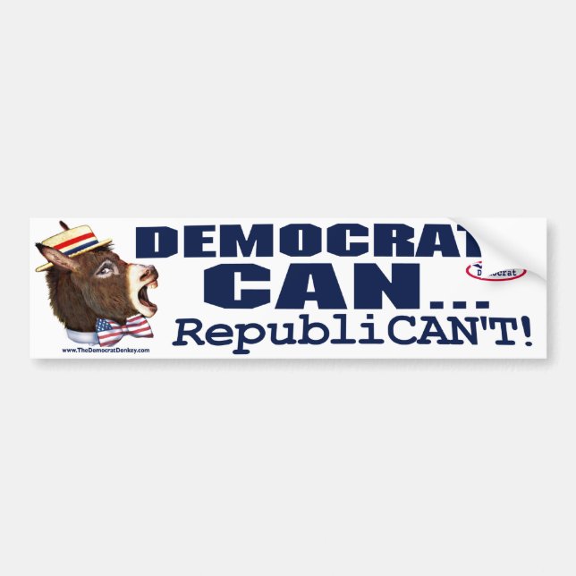 Republican't Donkey Head Bumper Sticker  (Front)