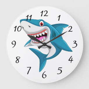 Requin Animé Grande horloge ronde