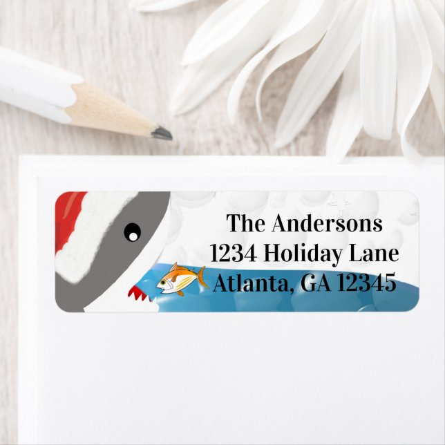 Requin avec Santa Hat Poisson Retour Adresse (En situation)