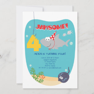 Requin Bite Invitation quatrième anniversaire
