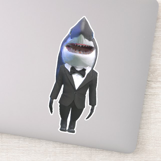 Requin dans tux classe autocollant mignon (Détail)