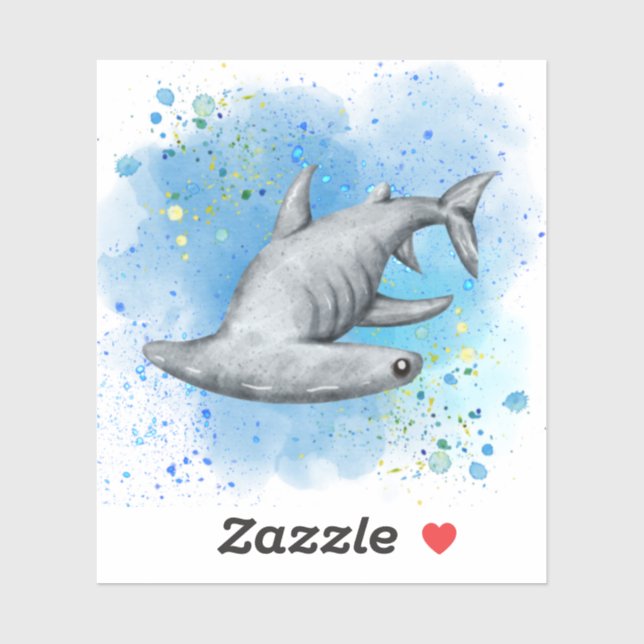 requin-marteau sur autocollant 3" x 3" (Feuille)