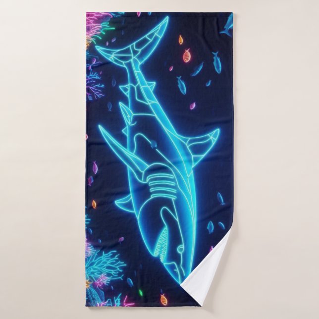 Requin néon coloré (Serviette de bain)