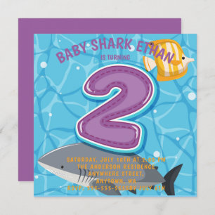Requin sous la mer Invitation fête d'anniversaire 