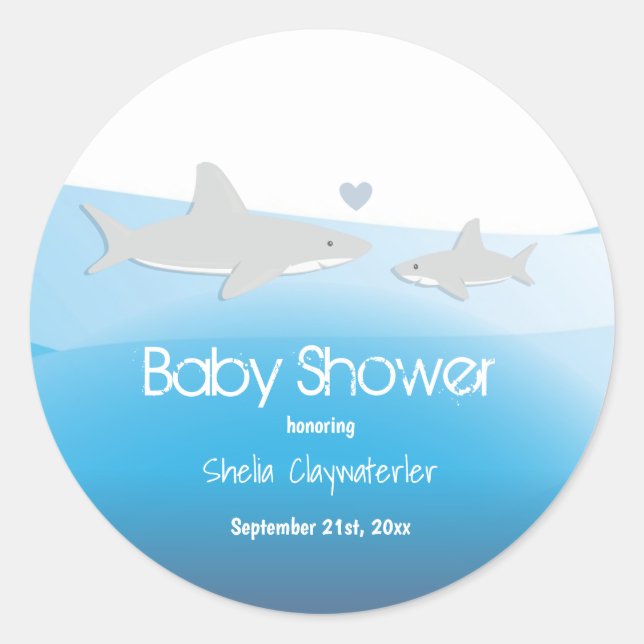 Requins et autocollant mignons de baby shower de (Devant)