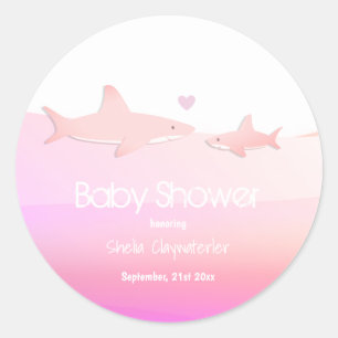 Requins mignons et rose océan Sticker Baby showe