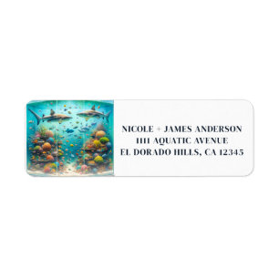 Requins & Poissons Aquarelle Aquatique Mariage Aqu