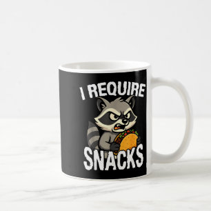 Require snacks cute animal meme tee funny raccoon coffee mug