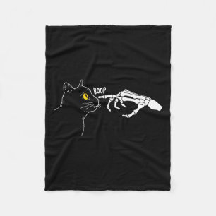 Rero Vintage Black Cat Skeleton Hand Boop Hallowee Fleece Blanket